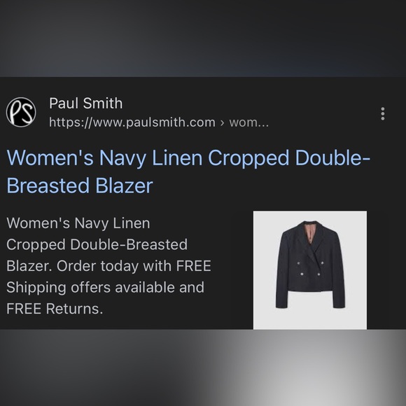 Paul Smith Women's Navy Linen Cropped Double-Breasted Blazer 42R 6 - Picture 10 of 12